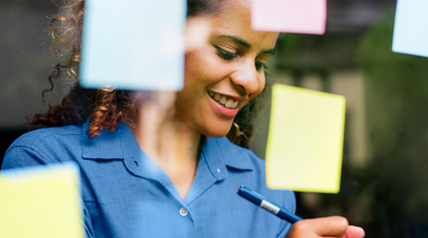 Businesspeople brainstorming with creative ideas